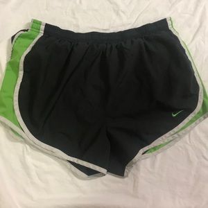 Dark grey/green Nike running shorts